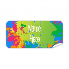 Rainbow Splatter Rectangle Name Label