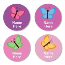 Butterfly Round Name Label