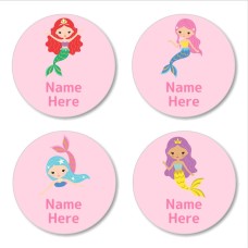 Mermaids Round Name Label