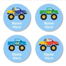 Monster Truck Round Name Label