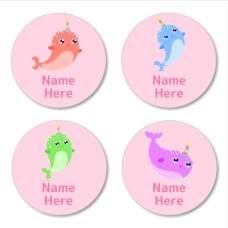 Narwhal Round Name Label