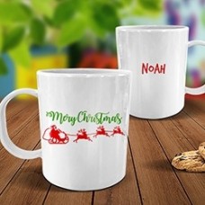 Santa Sleigh White Plastic Mug