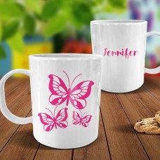 Butterflies White Plastic Mug